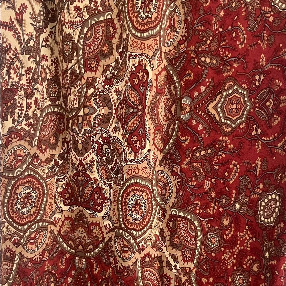 Banana Republic 100% Silk Lined Red and Brown Patterned Dress - Picture 3 of 5